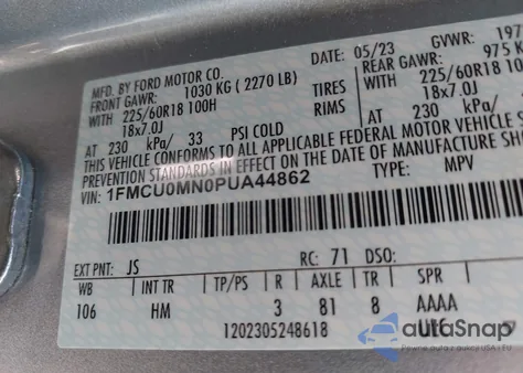 2023 Ford Escape St-Line from USA, damaged, VIN 1FMCU0MN0PUA44862